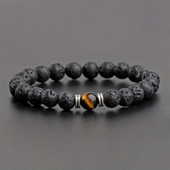 Men’s Fashion Volcanic Rock Bracelet – Natural Lava Stone Beaded Jewelry