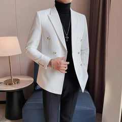Men's Simple Solid Color Casual Double-Breasted Jacket