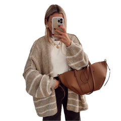 Loose Contrast Color Striped Sweater