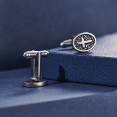 Oval Cross Vintage Style Stainless Steel Shirt Cuff Links For Men