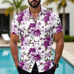 Hawaiian Tropical Floral 3d Printed Casual Men's Short Sleeve Shirt