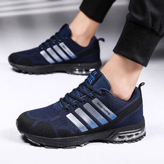 Men’s Breathable Fly Woven Sneakers – Casual Air Cushion Running & Fitness Sports Shoes