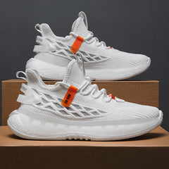 Men’s Fashion Fly Woven Sneakers – Casual Breathable Mesh Platform Running Shoes