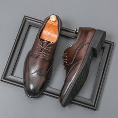 Men's Cowhide Leather Pointed Formal Wear Shoes