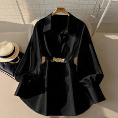 Lantern Sleeve Chain Waist Top