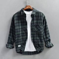 Men's Retro Plaid Long Sleeve Casual Shirt