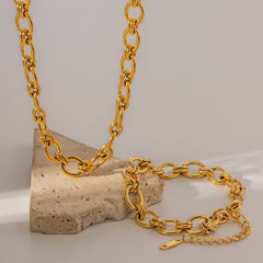 18K Gold Plated Chain Stainless Steel Bracelet Necklace