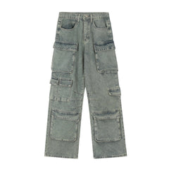 Men’s Punk Wash Denim Cargo Pants