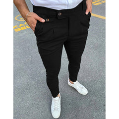 Faux Pocket Decorative Leisure Business Pants