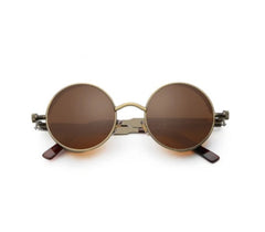 Gothic Steampunk Sunglasses Round Shape Metal Frame For Men