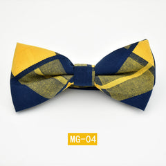 Cotton Bow Tie Men's Wedding Groom Plaid Bow