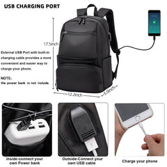 Men's Waterproof Business USB Charging Backpack Large 15.6 Inch Laptop Bag