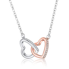 Simple Two-tone Heart Buckle Stainless Steel Necklace
