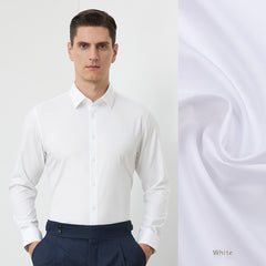 Men's Long-sleeved Mulberry Silk Non-ironing Business Clothing Micro-elastic Casual Shirt