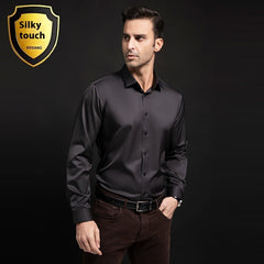 Men's Stretch Silky Seamless Long-sleeved Shirt