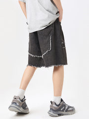 Fashion Summer Stitching Denim Shorts Men