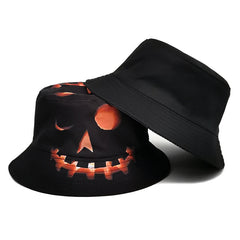Halloween Cartoon Pumpkin Grimace Sun-Shade Fisherman Hat – Fun Outdoor Cap