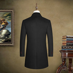 Men's Wool Mid-length Double-Breasted Jacket