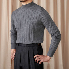 Italian Long Sleeve Mock Neck Sweater Trendy For Men