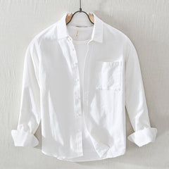 Spring And Summer New Single Pocket Long Sleeve Casual Shirt