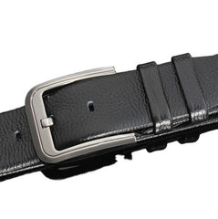 Litchi Pattern Edging Pin Buckle Casual Soft Business Men's Leather Belt