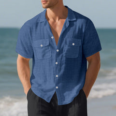 Solid Color Loose Casual Holiday Lapel Shirt Men