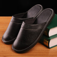 Men’s Leather Slippers – Four Seasons Indoor House Shoes