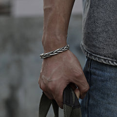 Men’s Copper Silver-Plated Bracelet – Modern Fashion & Masculine Accessory
