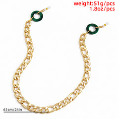 Fashion Retro Flannel Geometric Ring Glasses Chain