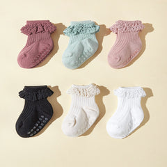 Spring And Summer 6 Pairs Baby  Girl Lace Socks Tube Socks