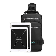 Multifunction Bags For Men Nylon Backpack Crossbody Shoulder Bag With USB Charging