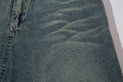 Washed Old Raw Edge Denim Shorts For Men