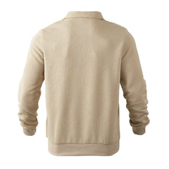 Lapel Jacquard Half-zipper Sweatshirt Fashion Solid Color Long-sleeved Tops For Men
