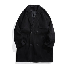 Double Breasted Wool Mid-length Woolen Coat For Men