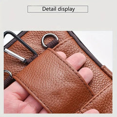 Leather Mobile Phone Shoulder Covers, Men's Belt Bags, Vertical Holster Belt Clip Pockets, Carrying Cases With Card Slots