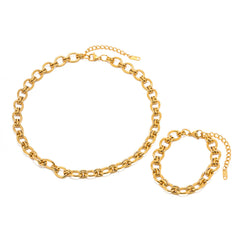 18K Gold Plated Chain Stainless Steel Bracelet Necklace