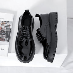 Men's Fashion Shiny Leather Shoes – British Style Big Head Design