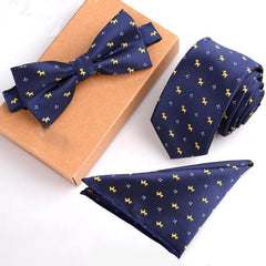 Men's Casual Dark Blue Business Tie Set