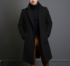 Men’s Mid-Length Trench Coat – Slim Fit Fall & Winter Overcoat