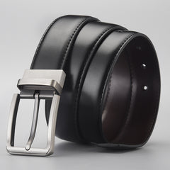 Gentleman Business Style Men's Leather Business Rotation Pin Buckle Belt