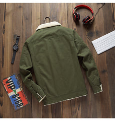 Lamb Wool Plus Fleece Cargo Jacket Men