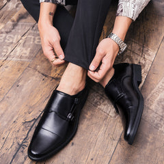 Men's British Monk Strap Slip-On Leather Formal Shoes