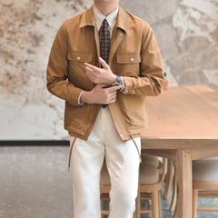 Caramel Multi-Pocket Casual Jacket For Men