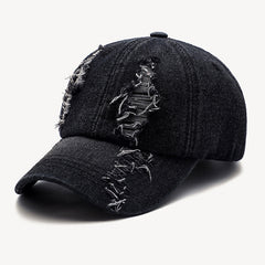 Men’s Washed & Worn Ripped Denim Cap – Vintage Street Style Baseball Hat
