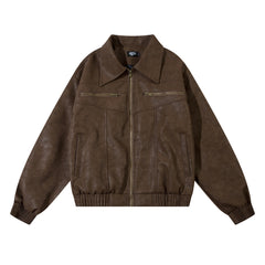 Vintage Distressed Leather Jacket For Men