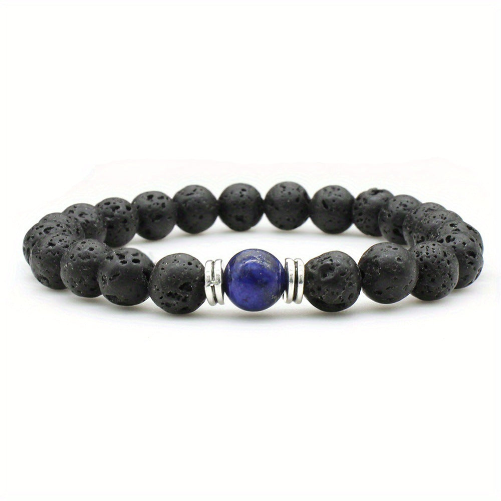 Men’s Fashion Volcanic Rock Bracelet – Natural Lava Stone Beaded Jewelry