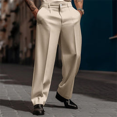 Men’s Formal Suit Pants – Breathable Solid Color Straight-Fit Trousers with Diagonal Pockets for Office & Daily Wear