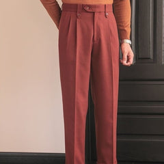 Men’s Naples High-Waisted Wool Dress Pants – Thick, Straight-Leg Casual Winter Trousers