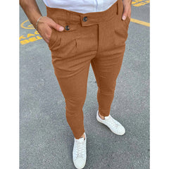 Faux Pocket Decorative Leisure Business Pants