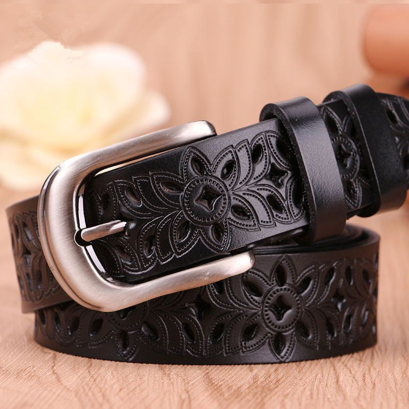 New Belt Hollow Pattern Belt Ladies Trend Waistband Genuine Woman Belt Vintage Pin Buckle Strap Jeans